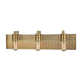 Corrugated Steel 3-Light Vanity Sconce in Satin Brass - Elk Lighting 15942/3