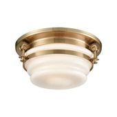 Riley 2-Light Flush Mount in Satin Brass with Opal White Blown Glass - Elk Lighting 16093/2