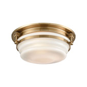 Riley 3-Light Flush Mount in Satin Brass with Opal White Blown Glass - Elk Lighting 16094/3