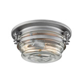 Riley 2-Light Flush Mount in Weathered Zinc with Clear Blown Glass - Elk Lighting 16103/2