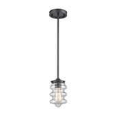 Synchronis 1-Light Mini Pendant in Oil Rubbed Bronze with Clear Blown Glass - Elk Lighting 16160/1