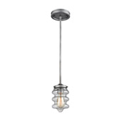 Synchronis 1-Light Mini Pendant in Weathered Zinc with Clear Blown Glass - Elk Lighting 16170/1
