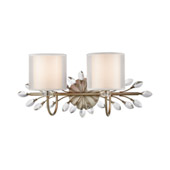 Asbury 2-Light Vanity Light in Aged Silver with White Fabric Shade Inside Silver Organza Shade - Elk Lighting 16277/2