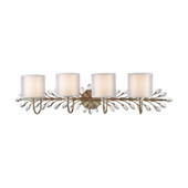 Asbury 4-Light Vanity Light in Aged Silver with White Fabric Shade Inside Silver Organza Shade - Elk Lighting 16279/4