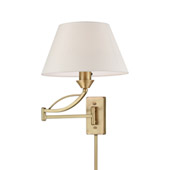 Elysburg 1-Light Swingarm Wall Lamp in French Brass with White Fabric Shade - Elk Lighting 17046/1