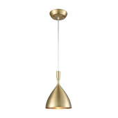 Spun Aluminum 1-Light Mini Pendant in French Brass with Matching Shade - Elk Lighting 17092/1FB