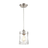 Hand Formed Glass 1-Light Mini Pendant in Satin Nickel with Clear - Elk Lighting 21200/1