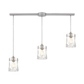 Hand Formed Glass 3-Light Linear Mini Pendant Fixture in Satin Nickel with Clear Hand-formed Glass - Elk Lighting 21200/3L