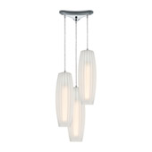 Satin Veil 3-Light Triangular Mini Pendant Fixture in Polished Chrome with Frosted Ribbed Glass - Elk Lighting 21220/3