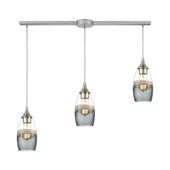 Sutter Creek 3-Light Linear Mini Pendant Fixture with Clear, Grey, and Smoke Seedy Glass - Elk Lighting 25098/3L
