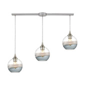 Sutter Creek 3-Light Linear Mini Pendant Fixture with Clear, Grey, and Smoke Seedy Glass - Elk Lighting 25099/3L