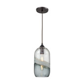Sutter Creek 1-Light Mini Pendant in Oiled Bronze with Clear and Smoke Seedy Glass - Elk Lighting 25102/1