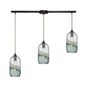 Sutter Creek 3-Light Linear Mini Pendant Fixture in Oiled Bronze with Clear and Smoke Seedy Glass - Elk Lighting 25102/3L