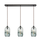 Sutter Creek 3-Light Linear Mini Pendant Fixture in Oiled Bronze with Clear and Smoke Seedy Glass - Elk Lighting 25102/3LP