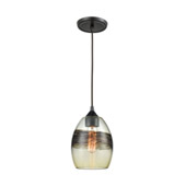 Whisp 1-Light Mini Pendant in Oil Rubbed Bronze with Champagne-plated Glass - Elk Lighting 25122/1