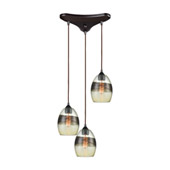 Whisp 3-Light Triangular Pendant Fixture in Oil Rubbed Bronze with Champagne-plated Glass - Elk Lighting 25122/3