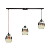 Whisp 3-Light Linear Mini Pendant Fixture in Oil Rubbed Bronze with Champagne-plated Glass - Elk Lighting 25122/3L