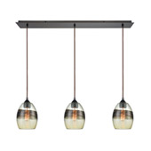 Whisp 3-Light Linear Mini Pendant Fixture in Oil Rubbed Bronze with Champagne-plated Glass - Elk Lighting 25122/3LP