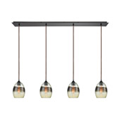 Whisp 4-Light Linear Pendant Fixture in Oil Rubbed Bronze with Champagne-plated Glass - Elk Lighting 25122/4LP