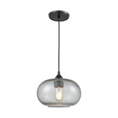 Volace 1-Light Mini Pendant in Oiled Bronze with Rotunde Gray Speckled Blown Glass - Elk Lighting 25124/1