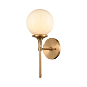 Beverly Hills 1-Light Sconce in Satin Brass with White Feathered Glass - Elk Lighting 30140/1