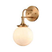 Beverly Hills 1-Light Vanity Light in Satin Brass with White Feathered Glass - Elk Lighting 30141/1