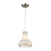 Coastal Scallop 1-Light Mini Pendant in Satin Nickel with Opal White and Clear Glass - Elk Lighting 30150/1