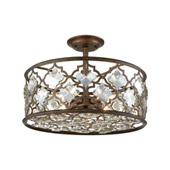 Armand 4-Light Semi Flush in Weathered Bronze with Champagne-plated Crystals - Elk Lighting 31092/4