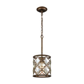 Armand 1-Light Mini Pendant in Weathered Bronze with Champagne-plated Crystals - Elk Lighting 31094/1