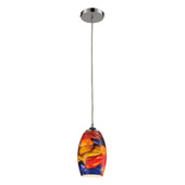 Surrealist 1 Light Led Pendant In Polished Chrome And Multicolor Glass - Elk Lighting 31339/1-LED