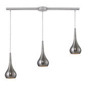 Lindsey 3-Light Linear Pendant Fixture in Satin Nickel with Satin Nickel Finished Glass - Elk Lighting 31340/3L-SN