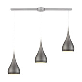 Lindsey 3-Light Linear Mini Pendant Fixture in Satin Nickel with Weathered Zinc Shades - Elk Lighting 31341/3L-WZ