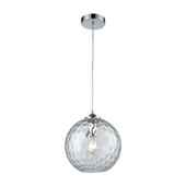 Watersphere 1-Light Mini Pendant in Chrome with Hammered Clear Glass - Elk Lighting 31380/1CLR