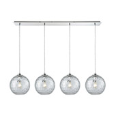 Watersphere 4-Light Linear Pendant Fixture in Chrome with Hammered Clear Glass - Elk Lighting 31380/4LP-CLR