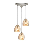Niche 3 Light Pendant In Satin Nickel And Champagne Plated Glass - Elk Lighting 31595/3