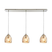 Niche 3 Light Pendant In Satin Nickel And Champagne Plated Glass - Elk Lighting 31595/3LP