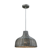 Pleasant Fields 1-Light Pendant in Weathered Grey with Gray Wicker Shade - Elk Lighting 31641/1