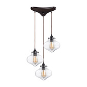 Kelsey 3 Light Pendant In Oil Rubbed Bronze And Clear Glass - Elk Lighting 31954/3
