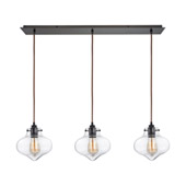 Kelsey 3 Light Pendant In Oil Rubbed Bronze And Clear Glass - Elk Lighting 31954/3LP