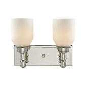 Baxter 2-Light Vanity Lamp in Polished Nickel with Opal White Glass - Elk Lighting 32271/2