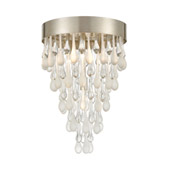 Morning Frost 4-Light Flush Mount in Silver Leaf with Clear and Frosted Glass Drops - Elk Lighting 32341/4