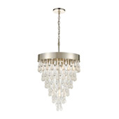 Morning Frost 5-Light Chandelier in Silver Leaf with Clear and Frosted Glass Drops - Elk Lighting 32342/5