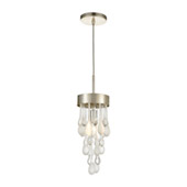 Morning Frost 1-Light Mini Pendant in Silver Leaf with Clear and Frosted Glass Drops - Elk Lighting 32343/1