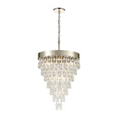 Morning Frost 7-Light Chandelier in Silver Leaf with Clear and Frosted Glass Drops - Elk Lighting 32345/7