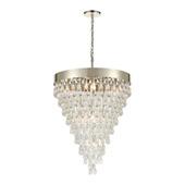 Morning Frost 10-Light Chandelier in Silver Leaf with Clear and Frosted Glass Drops - Elk Lighting 32346/10