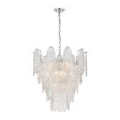 Frozen Cascade 9-Light Chandelier in Polished Chrome with Clear Textured Glass - Elk Lighting 32445/9