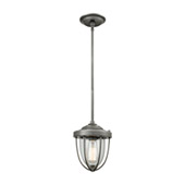 Sturgis 1-Light Mini Pendant in Weathered Zinc with Clear Blown Glass - Elk Lighting 33100/1