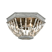 Summerton 3-Light Flush Mount in Washed Gray and Malted Rust with Strung Beads - Elk Lighting 33191/3