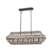 Summerton 6-Light Linear Chandelier in Washed Gray and Malted Rust with Strung Beads - Elk Lighting 33192/6