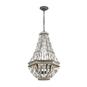 Summerton 4-Light Chandelier in Washed Gray and Malted Rust with Strung Beads - Elk Lighting 33193/4